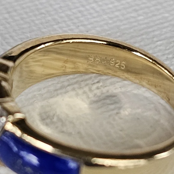 Genuine Lapis Lazuli & Blue Sapphire Ring 18k Gold/Sterling Silver Sz 7 ! ✨️ - Picture 3 of 4